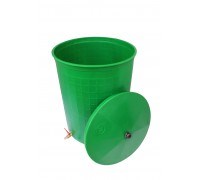 Бочка пластиковая 300 литров для воды и полива с краном 3/4" и крышкой, зеленая